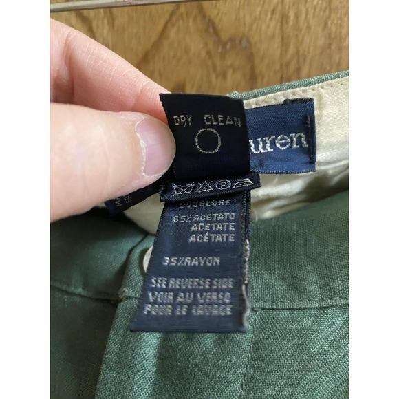 Vintage Ralph Lauren Italian Linen Pencil Skirt Sage Green Button Zip Slit Sz 8 - Picture 14 of 15